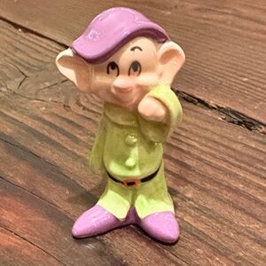 Vintage Japan Walt Disney 3" Ceramic Figure Snow White 7 Dwarfs - Dopey